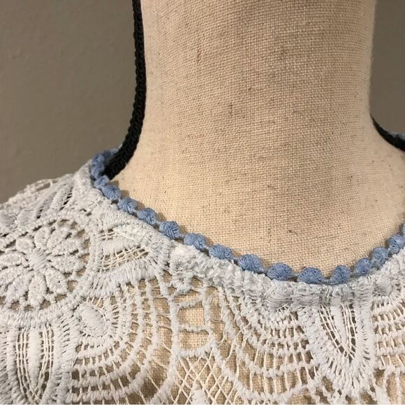 Long sleeve faded blue lace see through top - Picture 6 of 14